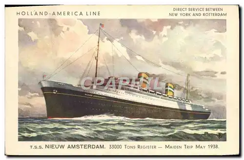 Cartes postales Bateau Holland America Line TSS Nieuw Amsterdam