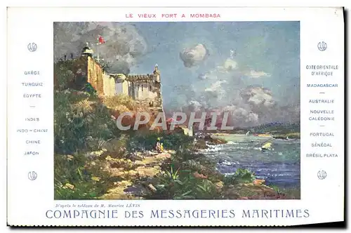 Cartes postales Bateau Compagnie des Messageries Maritimes Le vieux fort a Mombasa