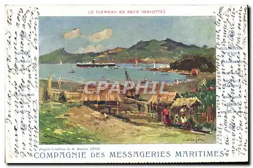 Cartes postales Bateau Compagnie des Messageries Maritimes Le Djemnah en rade Mayotte