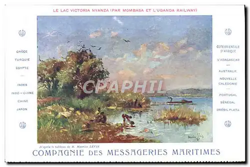 Cartes postales Bateau Compagnie des Messageries Maritimes Le lac Victoria Nyanza par Mombasa et l&#39Uganda Rai