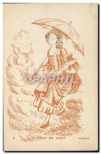 Cartes postales Nu erotique Femme Coup de vent