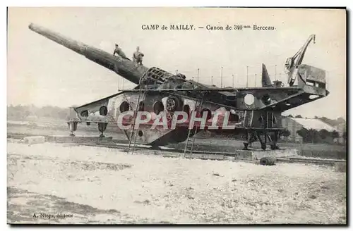 Cartes postales Militaria Camp de mailly canon de 340mm berceau