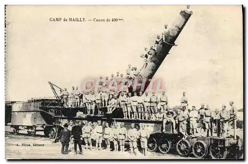 Cartes postales Militaria Camp de mailly Canon de 400mm