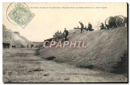 Cartes postales Militaria L&#39artillerie montee et les obstacles descente dans un fosse profond et a revers rap