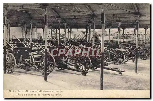 Cartes postales Militaria Parc de canons de reserve au front