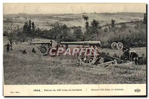 Cartes postales Militaria Pieces de 155 en batterie