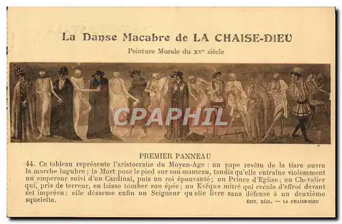 Cartes postales La Chaise Dieu Danse macabre Premier panneau