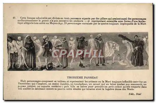 Cartes postales La Chaise Dieu Danse macabre Troisieme panneau