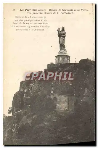 Cartes postales Le Puy Rocher de Corneille et la Vierge Vue prise du clocher de la cathedrale