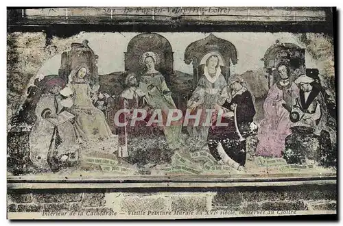 Cartes postales Le Puy en Velay Interieur de la cathedrale Vieille peinture murale conservee au cloitre