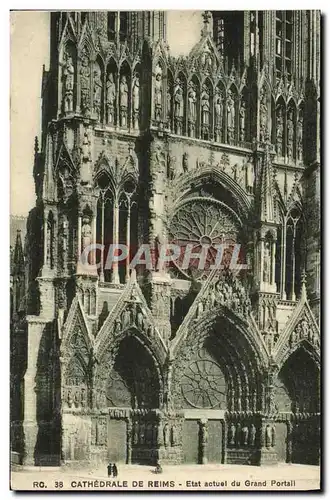 Ansichtskarte AK Reims Cathedrale De Etat actuel du Grand Portail
