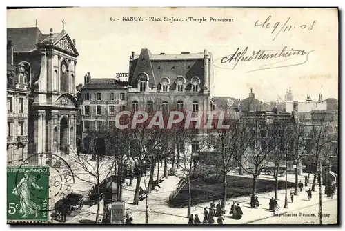 Cartes postales Nancy Place St Jean Temple protestant