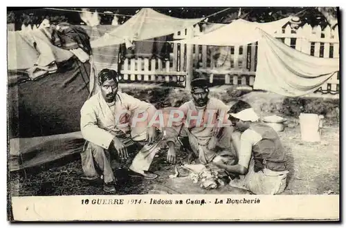 Cartes postales Militaria Hindous au camp La boucherie