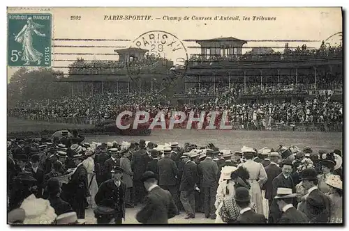 Ansichtskarte AK Cheval Equitation Hippisme Paris Sportif Champ de courses d&#39Auteuil Les tribunes