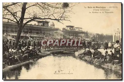 Cartes postales Cheval Equitation Hippisme Bois de Boulogne Auteuil Champ de courses La riviere et la passerelle