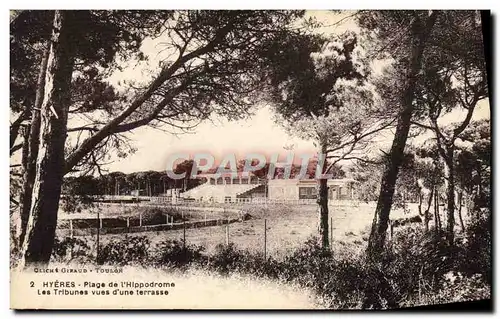 Cartes postales Cheval Equitation Hippisme Hyeres Plage de l&#39hippodrome les tribunes vues d&#39une terrasse