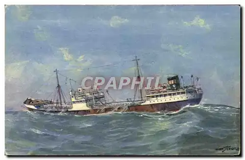 Cartes postales Bateau petrolier par gros temps en Mediterranee