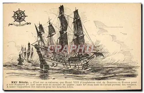 Cartes postales Bateau Voilier Vaisseau Henri VIII d&#39angleterre