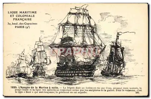 Cartes postales Bateau Voilier L&#39apogee de la marine a voile Sebille