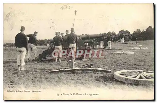 Cartes postales Militaria Camp de Chalons le 155 court canon