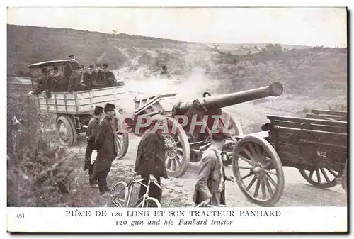 Ansichtskarte AK Militaria Piece de 120 long et son tracteur Panhard