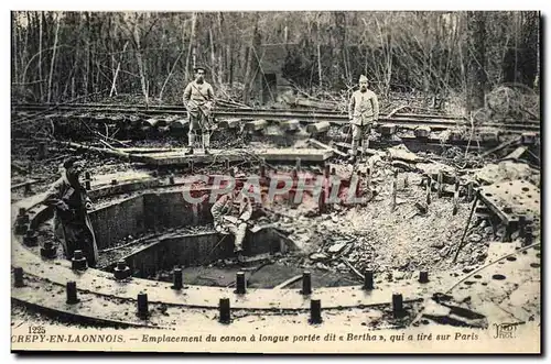 Cartes postales Militaria Crepy en Laonnois Emplacement du canon a longue portee dit Bertha qui a tire sur Paris