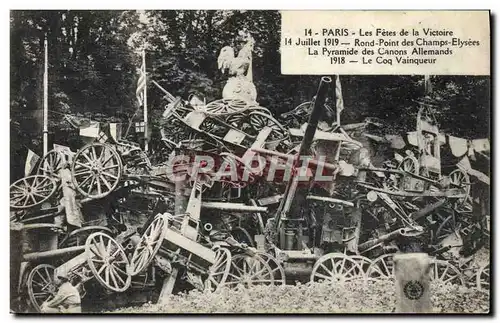 Cartes postales Militaria Paris Les fetes de la Victoire 14 juillet 1919 Rond point des Champs Elysees la pyrami