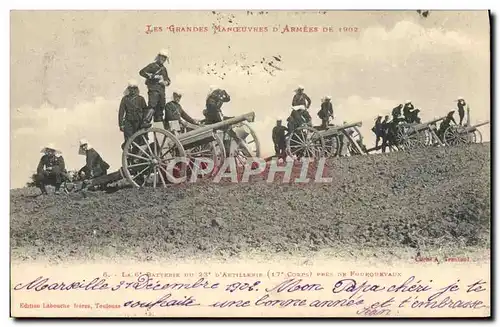 Ansichtskarte AK Militaria Les grandes manoeuvres d&#39armees de 19052 La 6eme batterie du 23eme d&#39artillerie