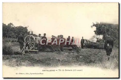 Cartes postales Militaria Artillerie Tir de batterie 155 court