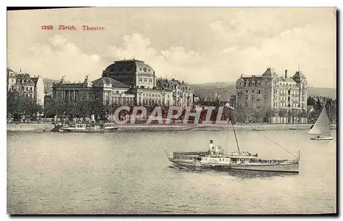 Cartes postales Theatre Zurich Bateau