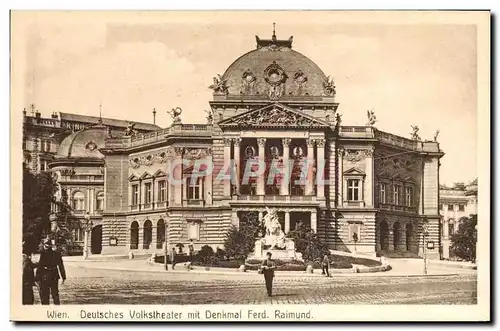 Cartes postales Theatre Wien Deutsches Volkstheater mit denkmal Ferd Raimund