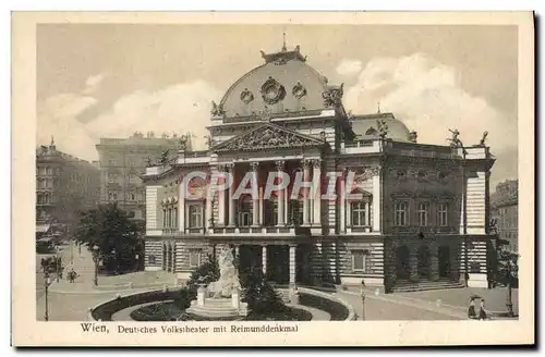 Cartes postales Theatre Wien Deutsches Volkstheater mit Reimunddenkmal
