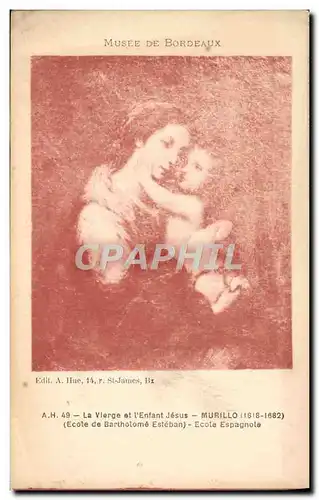 Cartes postales Musee de Bordeaux La vierge et l&#39enfant Jesus Murillo Bartholome Esteban