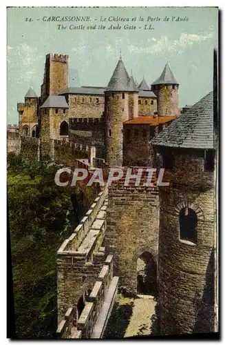 Cartes postales Carcassonne Le chateau et la porte de l'Aude