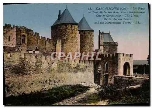 Ansichtskarte AK Carcassonne Les fosses La tour St Sernin et les tours Narbonnaises