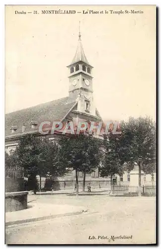 Ansichtskarte AK Religion prostestante Montbeliard La place et le temple St Martin