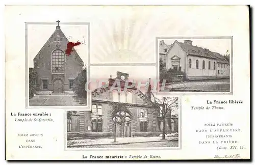 Cartes postales Religion prostestante Temple de Reims St Quentin Thann Temple protestant