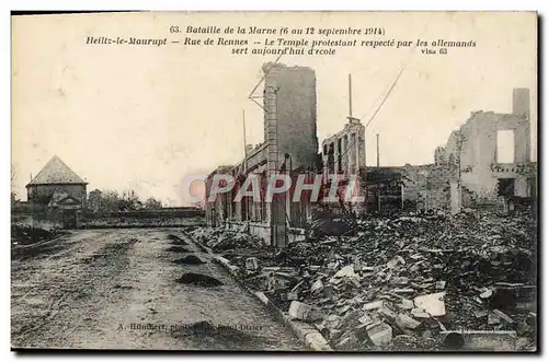Cartes postales Religion prostestante Heiltz le Maurupt Rue de Rennes Le temple protestant Militaria