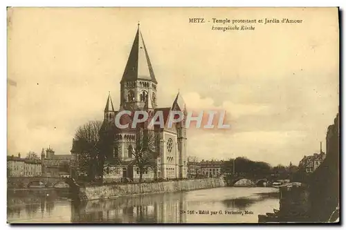 Cartes postales Religion prostestante Metz Temple protestant et jardin d'amour