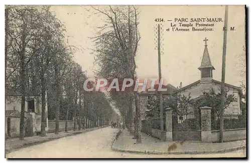 Cartes postales Religion prostestante Parc Saint Maur Temple protestant et l'avenue Beausejour