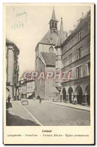 Ansichtskarte AK Religion prostestante Colmar Langstrasse Grand rue Eglise protestante