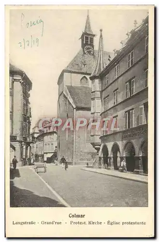 Cartes postales Religion prostestante Colmar Langstrasse Grand rue Eglise protestante