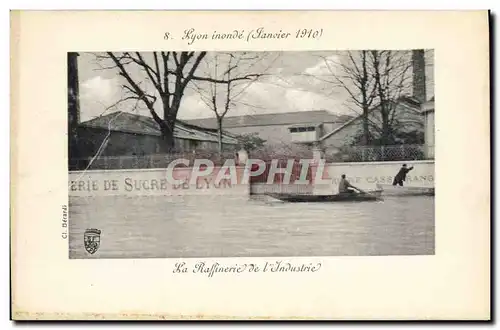 Cartes postales Sucrerie Lyon inonde Janvier 1910 La raffinerie de l&#39industrie Sucre de Lyon