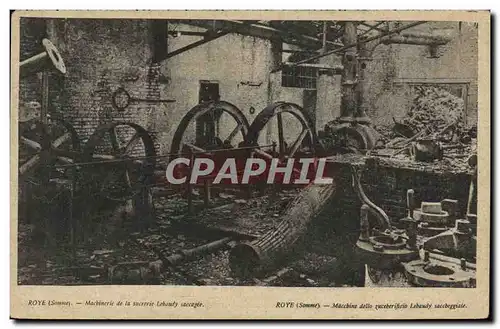 VINTAGE POSTCARD Roye Machinery of the Sugar refinery Lebaudy saccagee�