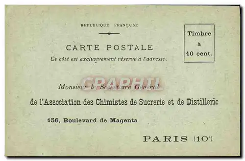 Carte Postale Sucrerie Boulevard de Magenta Paris 10eme