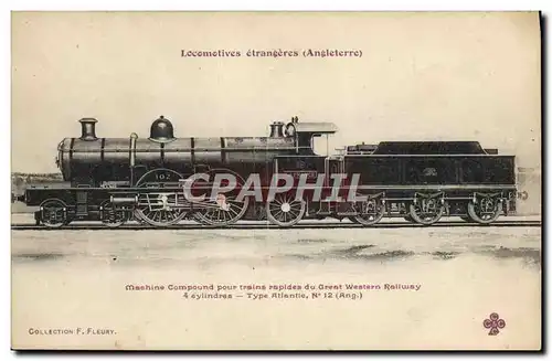 Cartes postales Train Locomotive Machine Compound pour trains rapides de Great Western Railway