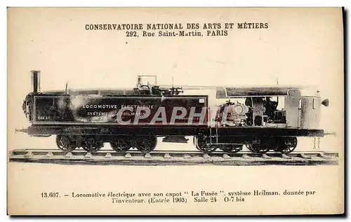 Cartes postales Train Locomotive Conservatoire National des Arts et Metiers Rue Saint Martin Paris Locomotive el