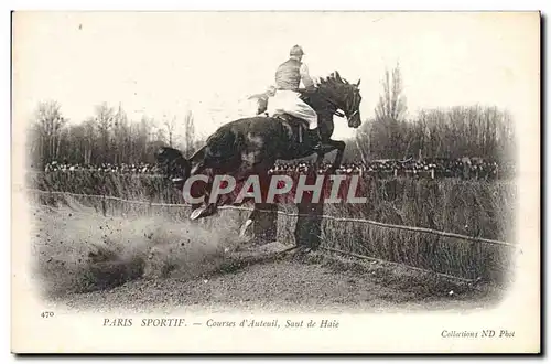 Cartes postales Cheval Equitation Hippisme Paris Sportif Courses d&#39Auteuil Saut de haie