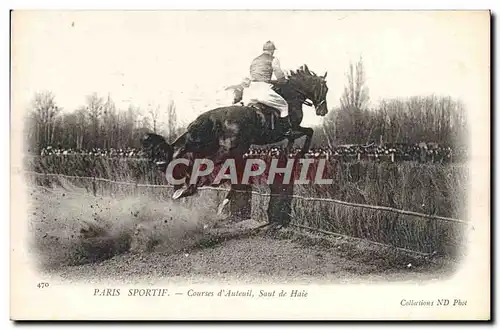 Cartes postales Cheval Equitation Hippisme Paris Sportif Courses d'Auteuil Saut de haie