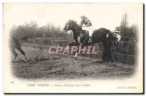 Cartes postales Cheval Equitation Hippisme Paris Sportif Courses d'Auteuil Saut de haie
